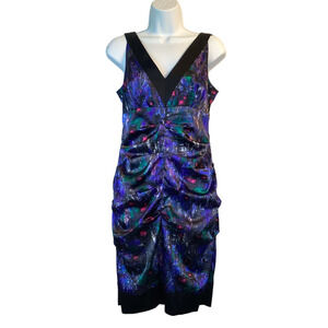 Maggie London Womens V-Neck Sleeveless Sheath Cocktail Dress Multicolor Size 8